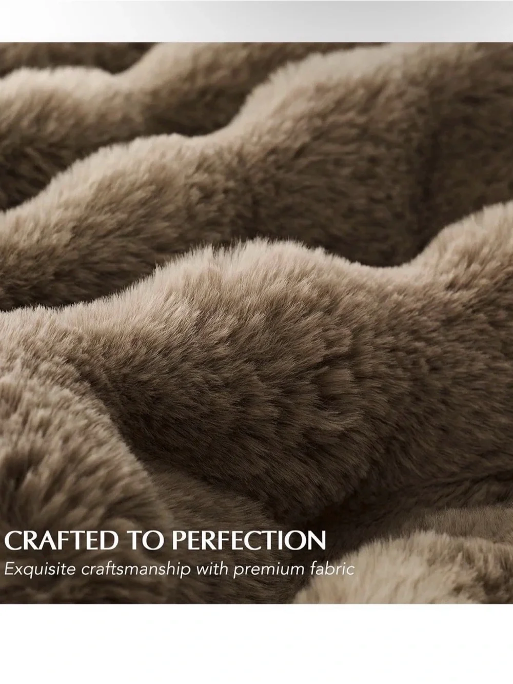 Sumptuous Taupe Faux Fur Throw Blanket - Luxury Cozy Layer